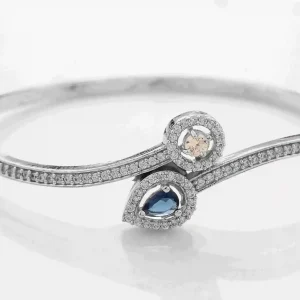 Dual Halo Drop Cuff Bracelet