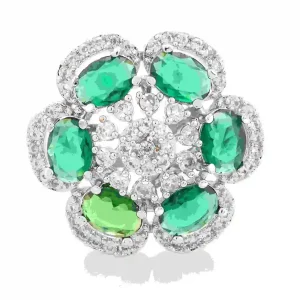 Emerald Green Floral Cluster Ring