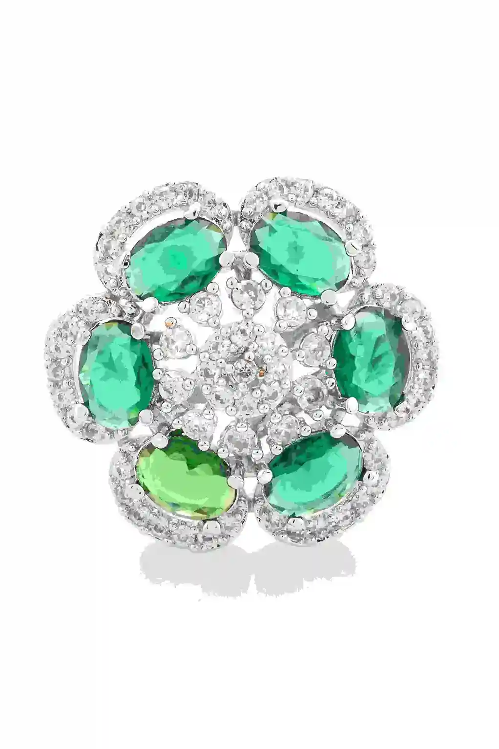 Emerald Green Floral Cluster Ring