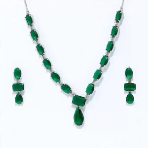 Emerald Oval Link Necklace Set