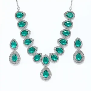 Emerald Teardrop Necklace Set