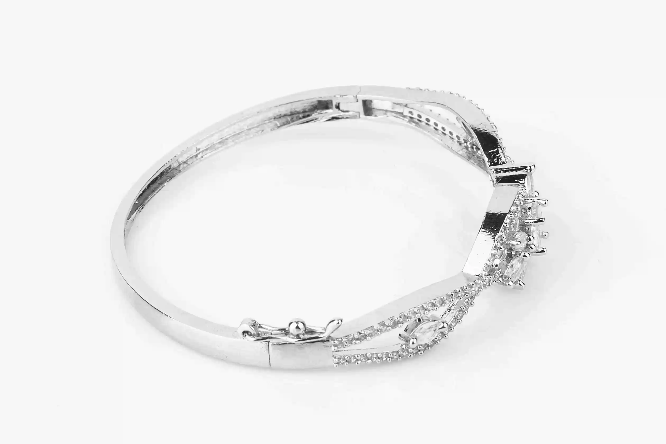 Floral Marquise Cluster Cuff Bracelet - Image 3