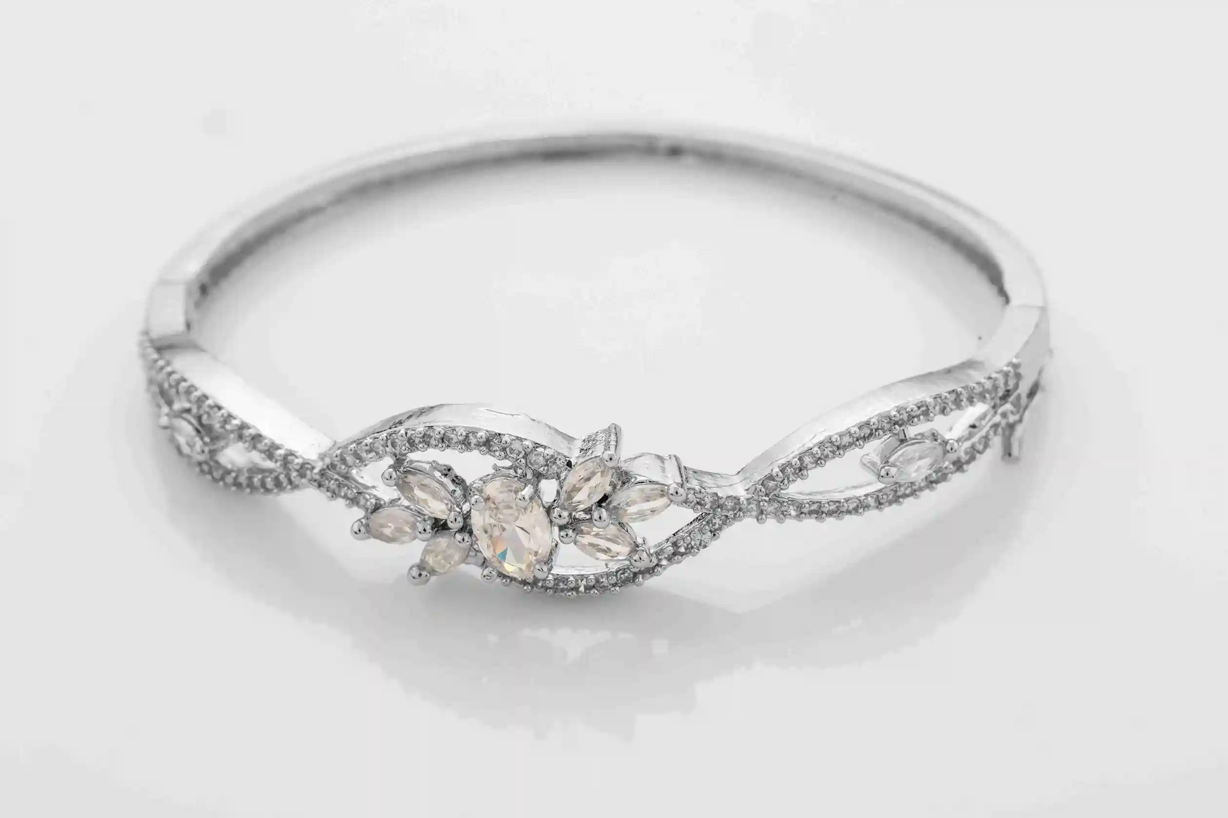 Floral Marquise Cluster Cuff Bracelet
