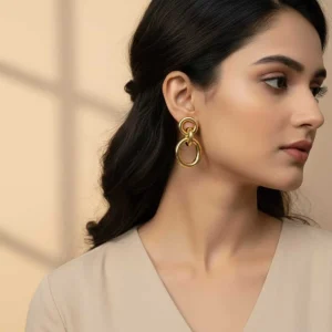 Hammered Gold-Tone Drop Earrings