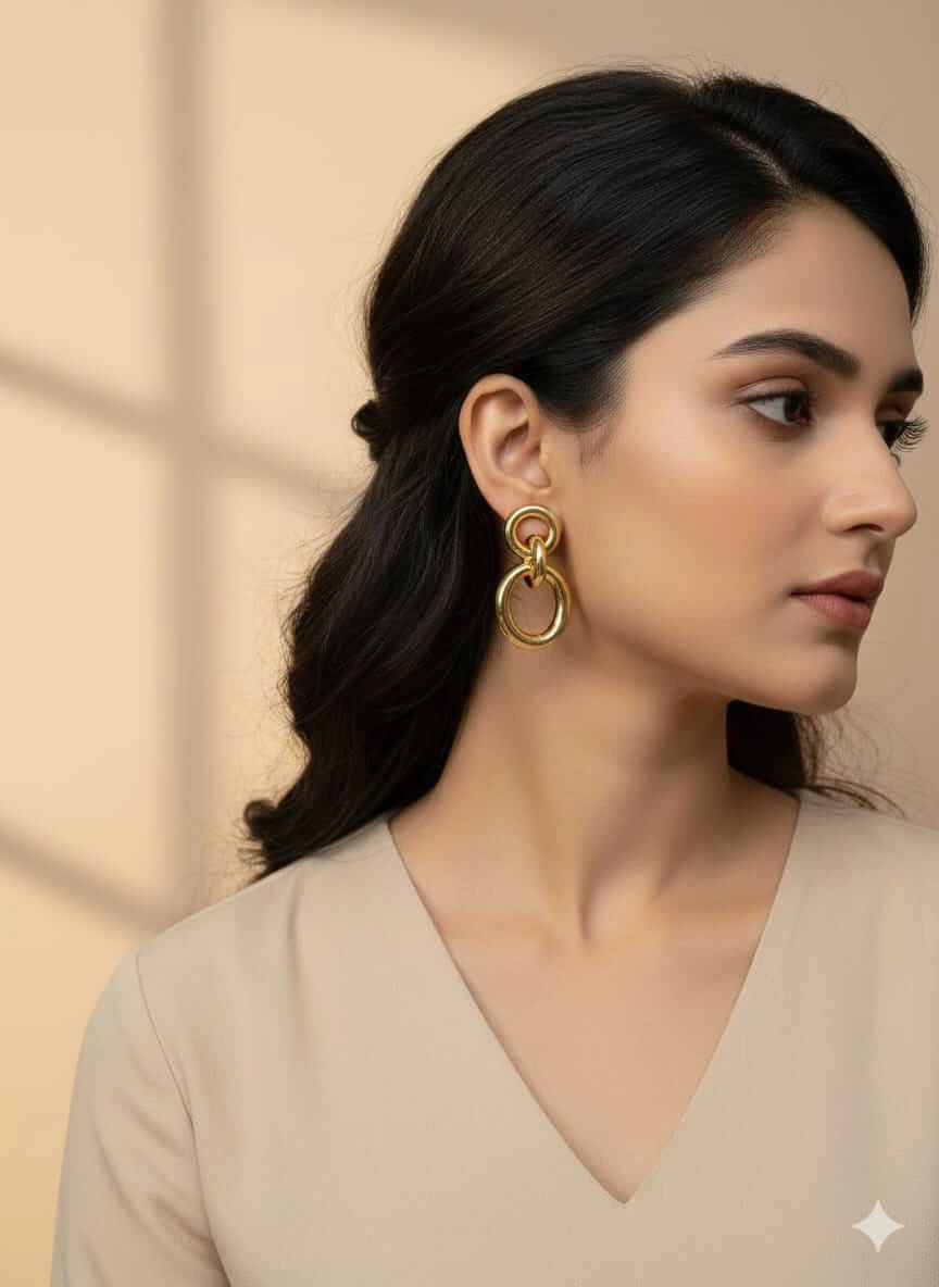 Hammered Gold-Tone Drop Earrings