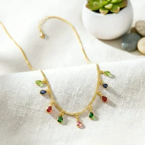 Multicolor Navratna Station Necklace