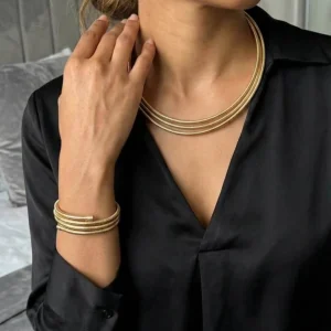 Multilayer Cobra Chain Necklace and Bracelet Set