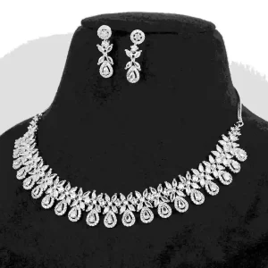 Pear Drop Halo Bib Necklace Set
