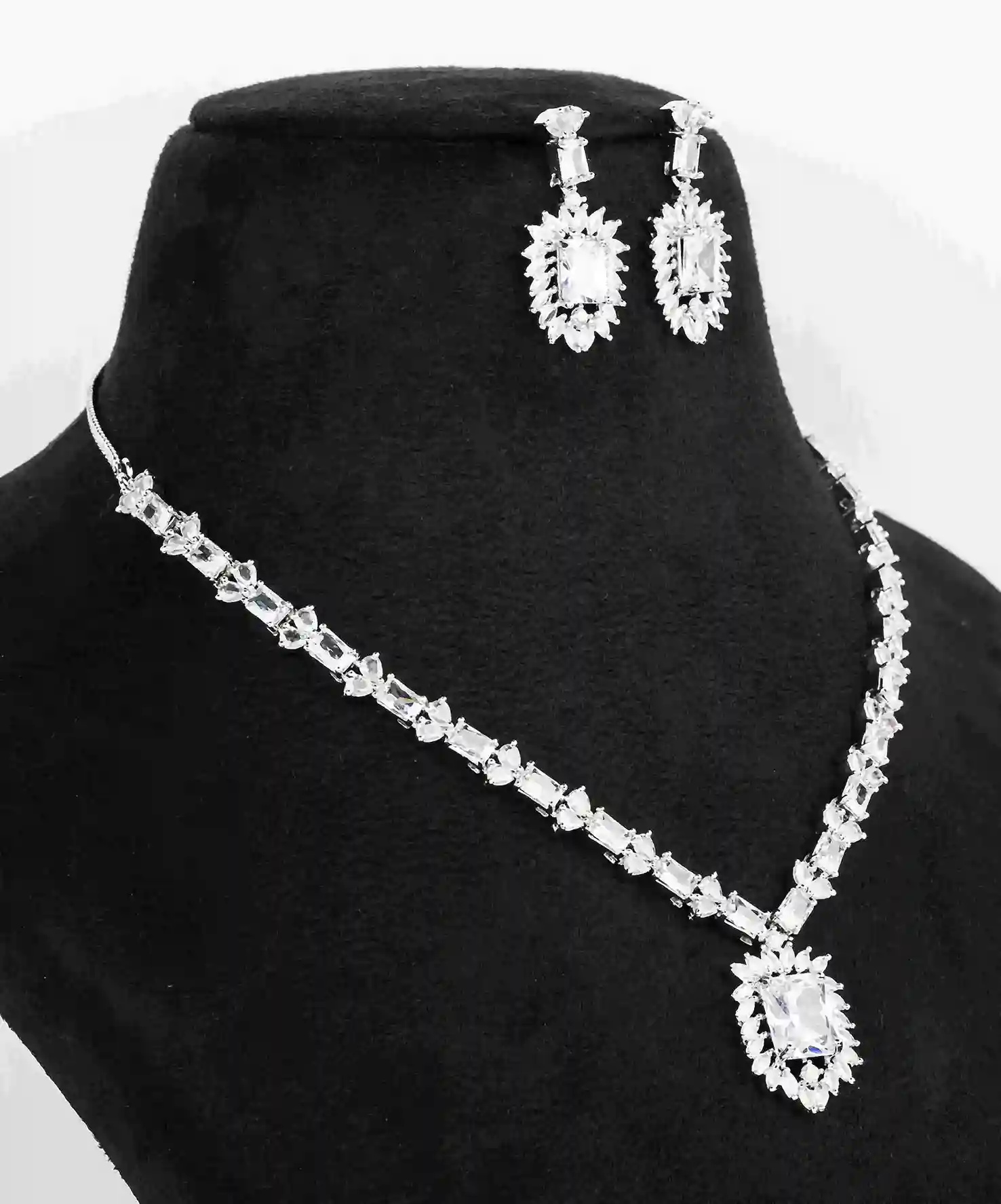 Radiant Halo Pendant Tennis Necklace Set
