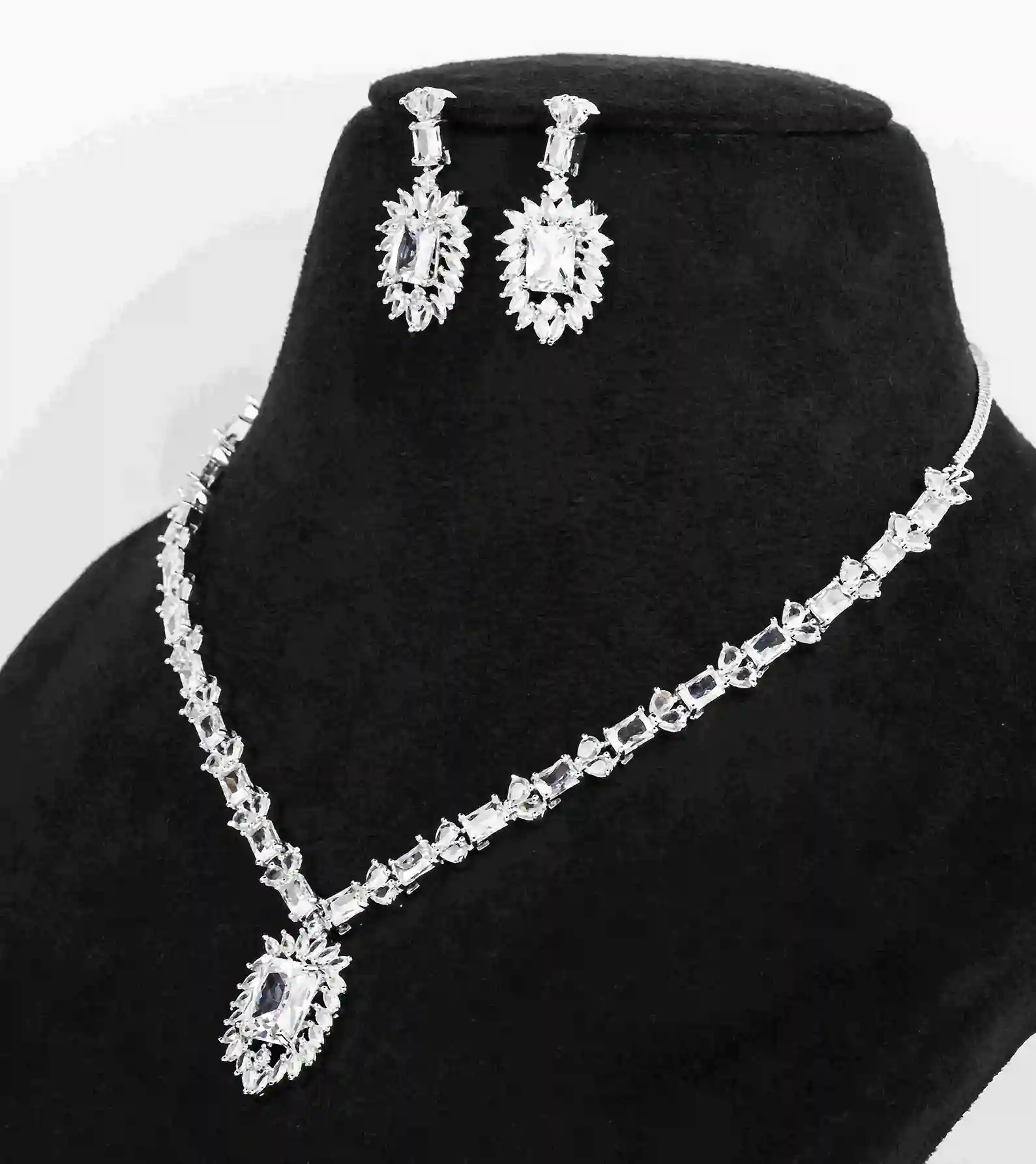 Radiant Halo Pendant Tennis Necklace Set - Image 2
