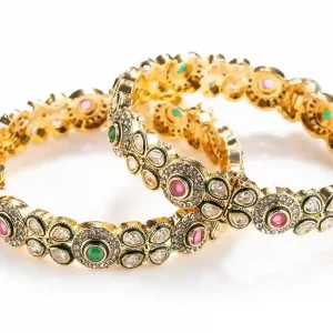 Temple Style Polki Kada Bangles