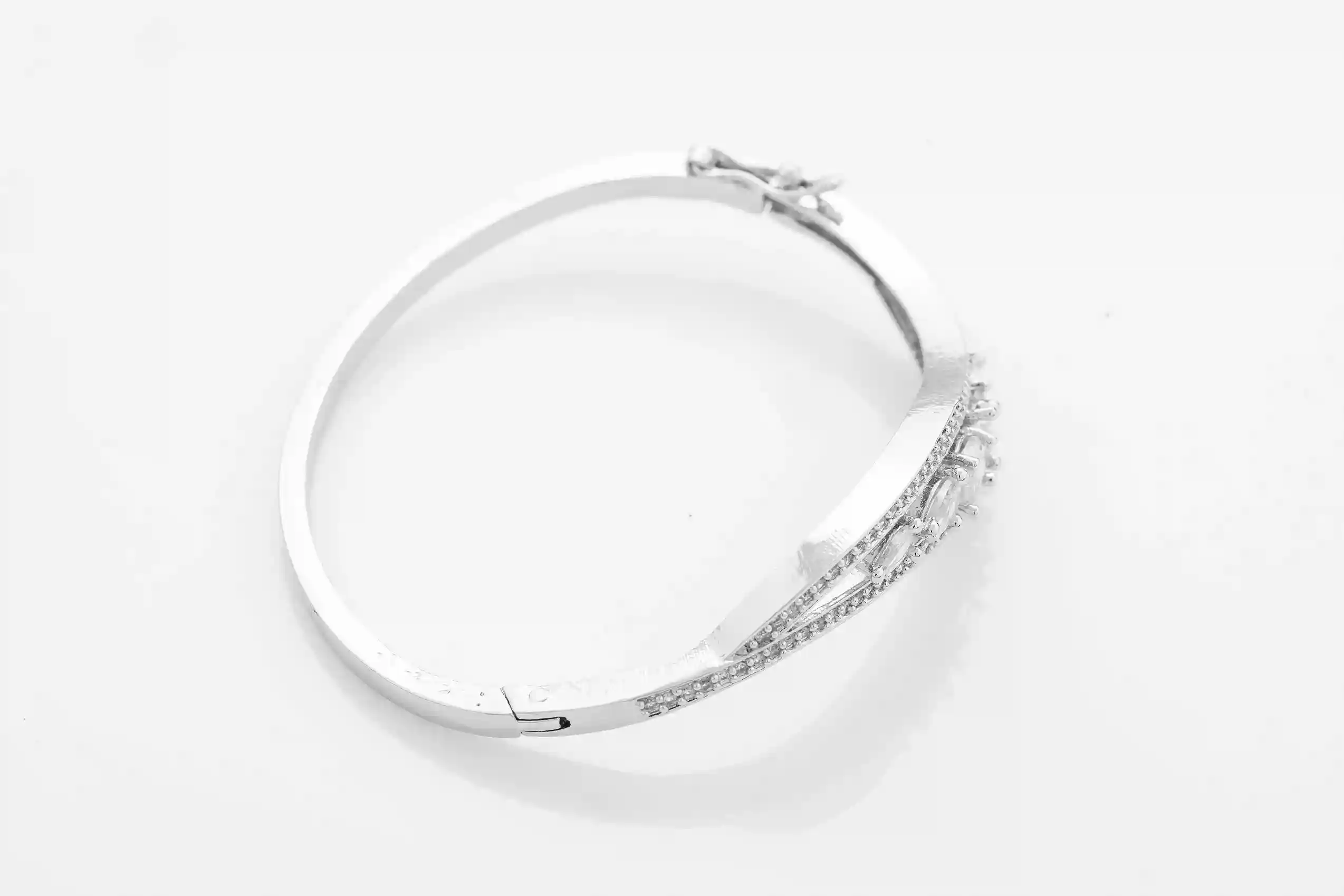 Twist Infinity Pave Cuff Bracelet with Marquise Cluster - Image 2