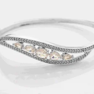 Twist Infinity Pave Cuff Bracelet with Marquise Cluster