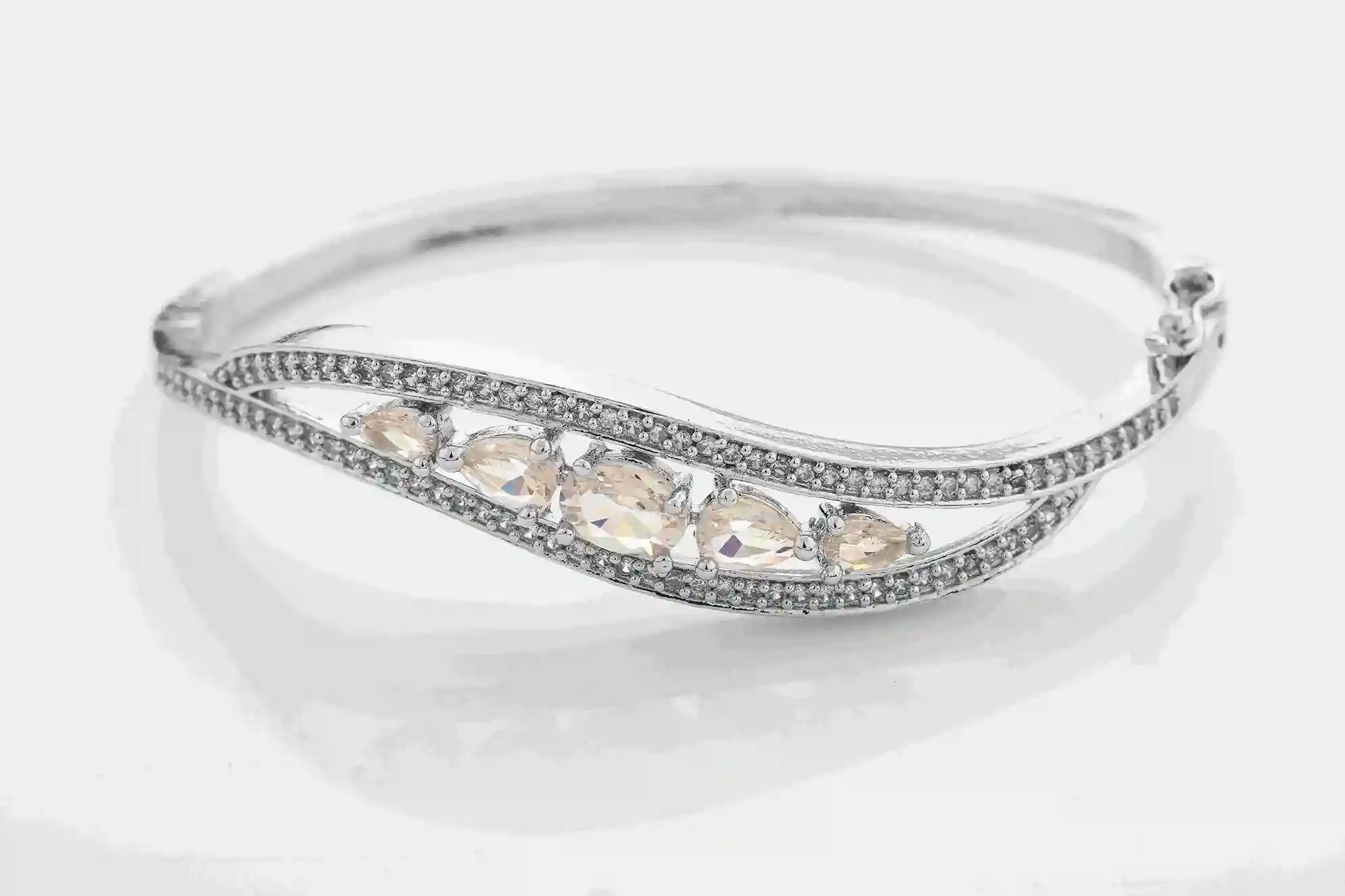 Twist Infinity Pave Cuff Bracelet with Marquise Cluster