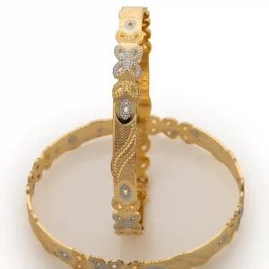 Two-Tone Laser Cut Floral Motif Bangles