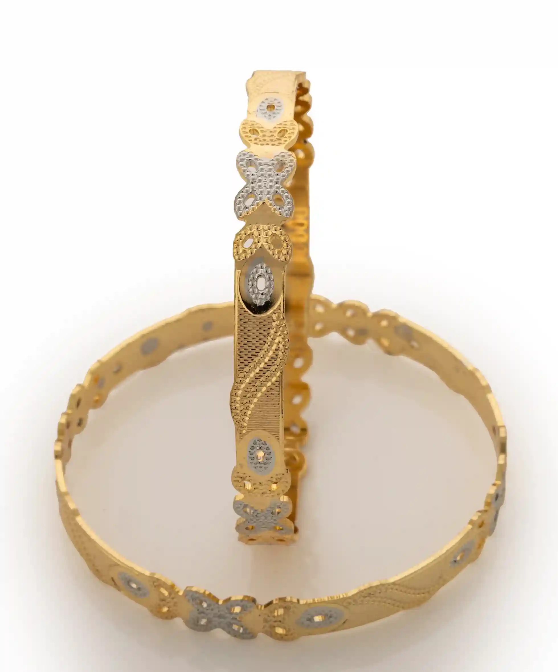 Two-Tone Laser Cut Floral Motif Bangles