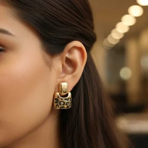 Vintage Textured Square Button Earrings