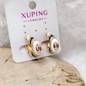 Xuping White Enamel Stud Earrings