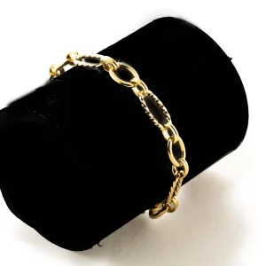 Dual-Texture Oval Link Chain Bracelet