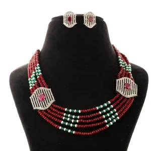 Royal Hexa Ruby Beaded Choker Set