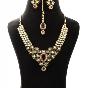 Royal Kundan Leaf Motif Bridal Necklace Set