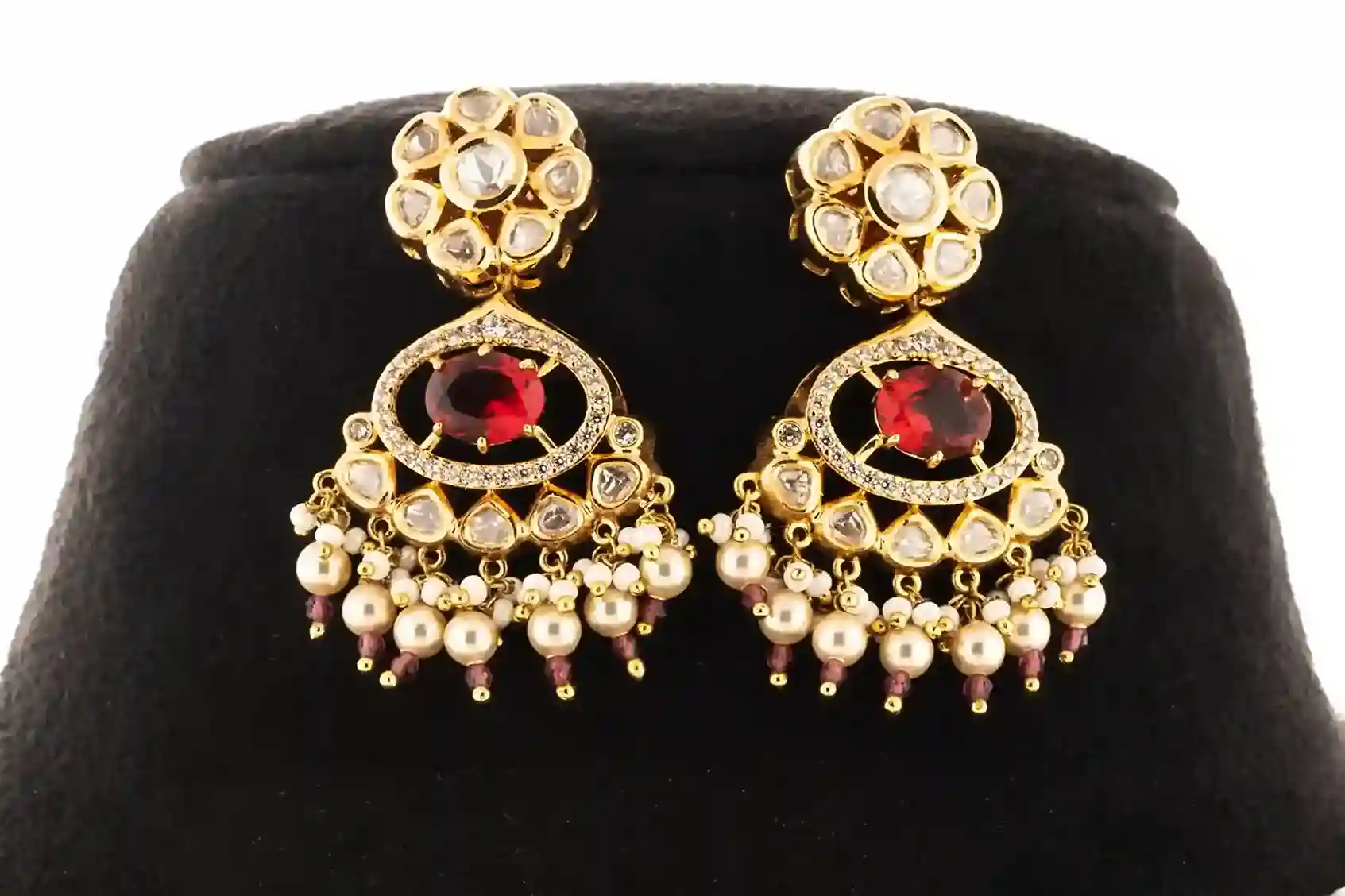 Royal Kundan Ruby Pearl Choker Set - Image 4