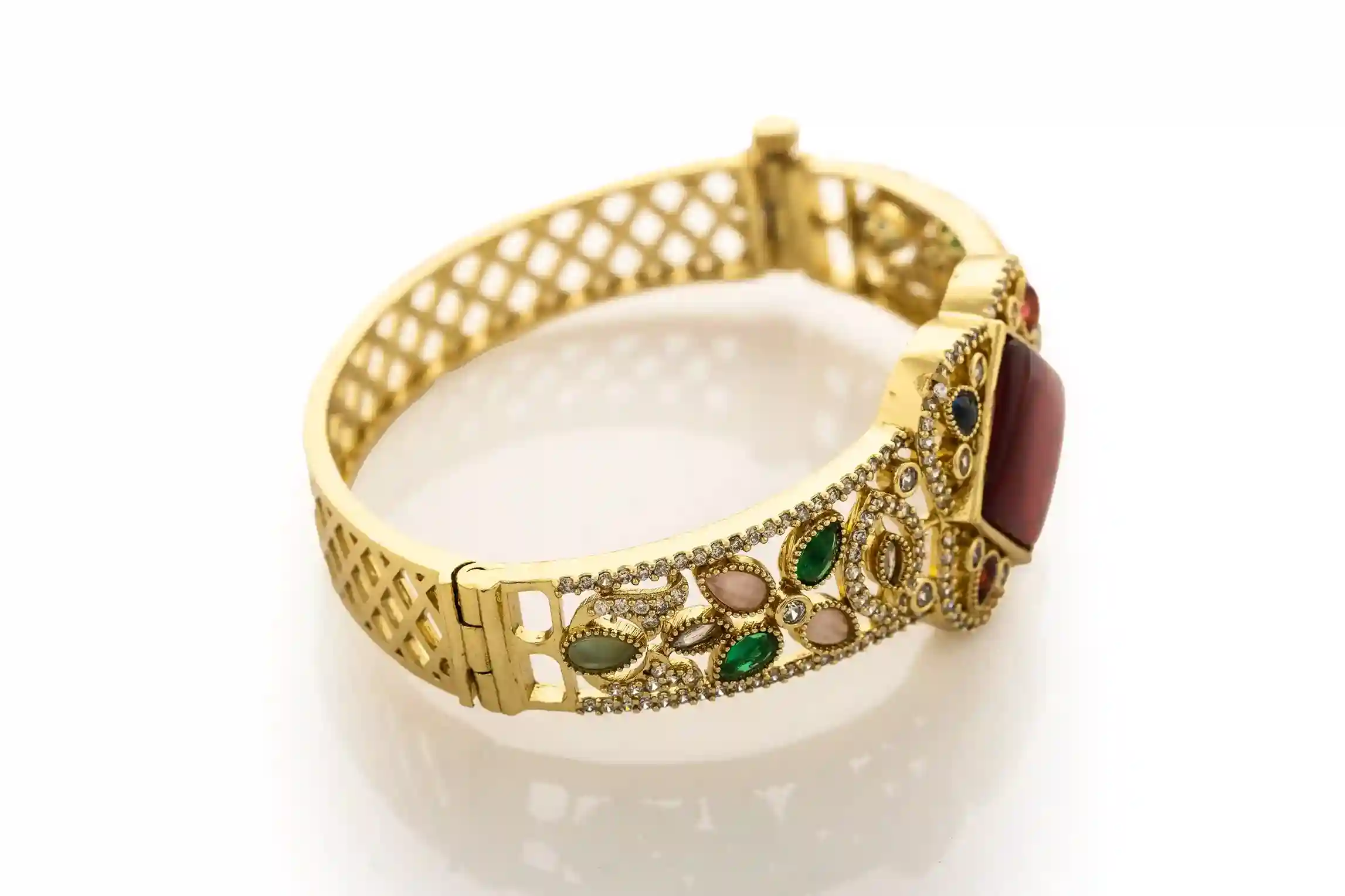 Royal Kundan Square Centre Kada Bracelet - Image 4
