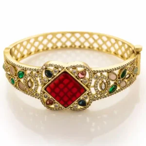 Royal Kundan Square Centre Kada Bracelet