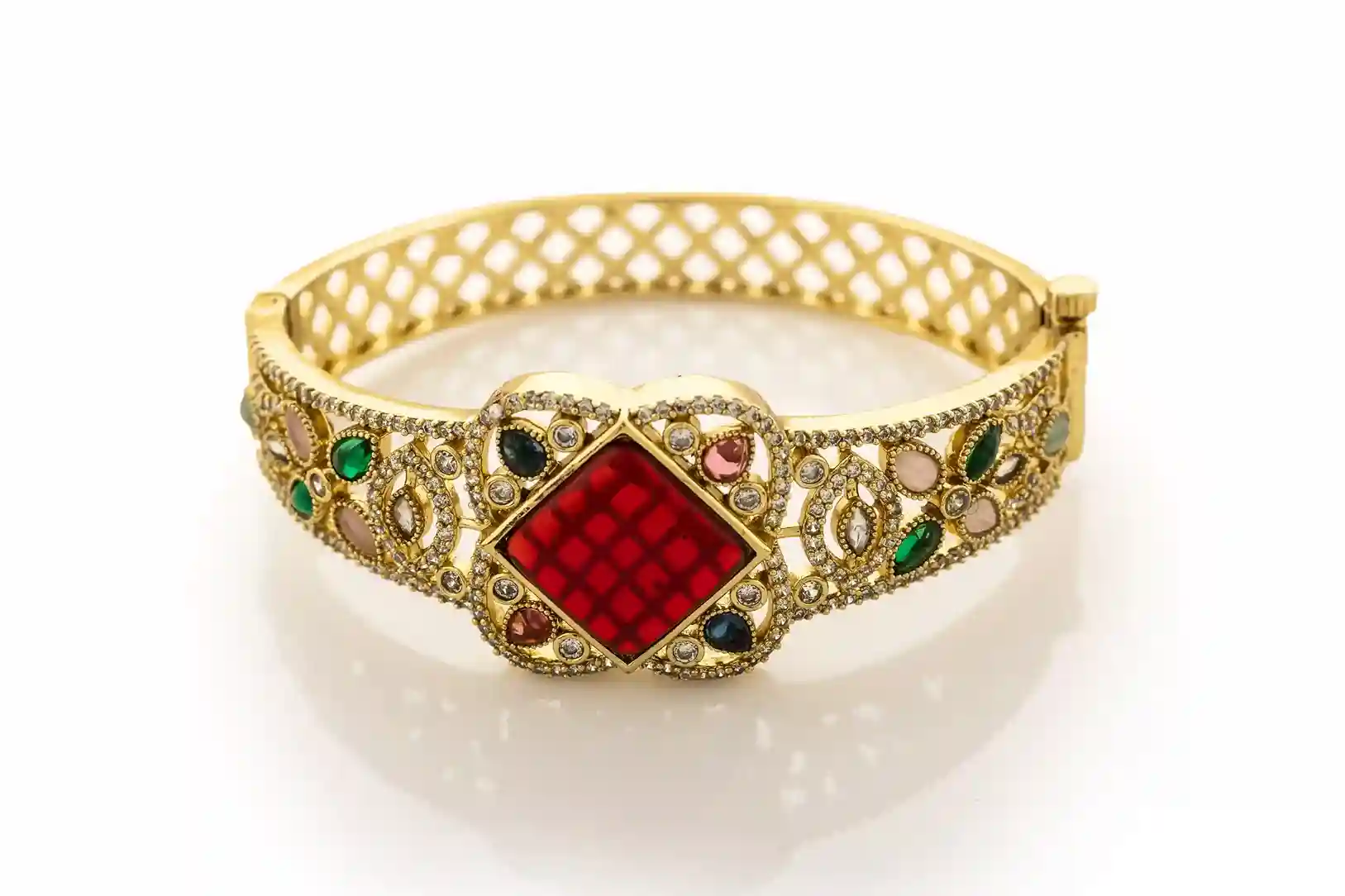 Royal Kundan Square Centre Kada Bracelet